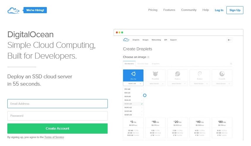 DigitalOcean Homepage