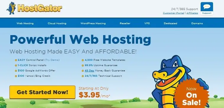 HostGator Homepage