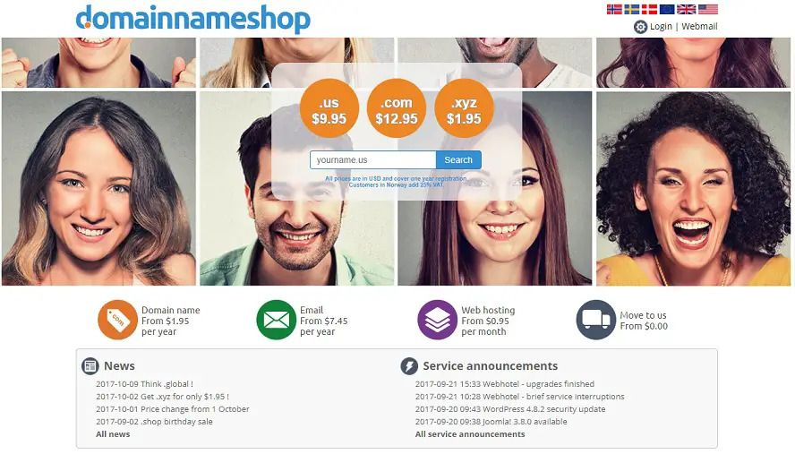 DomainNameShop Homepage