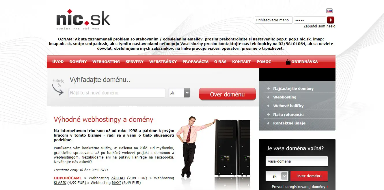 nic.sk-homepage