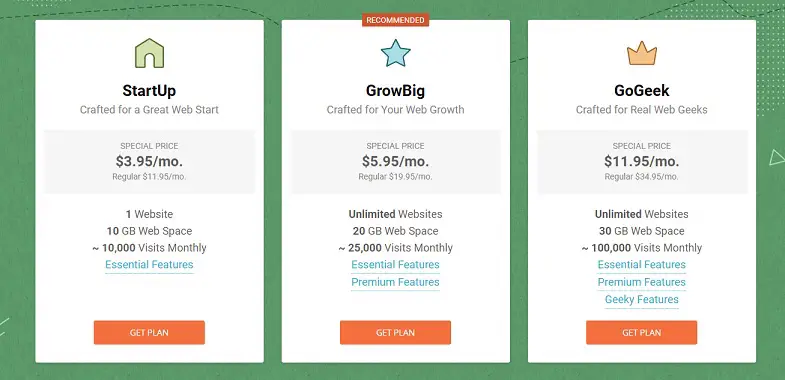 SiteGround Hosting Plans