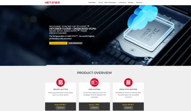 Hetzener shared web hosting Germany