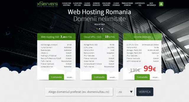 xservers ecommerce web hosting romanian