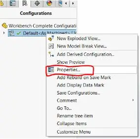 Assembly active configuration select properties