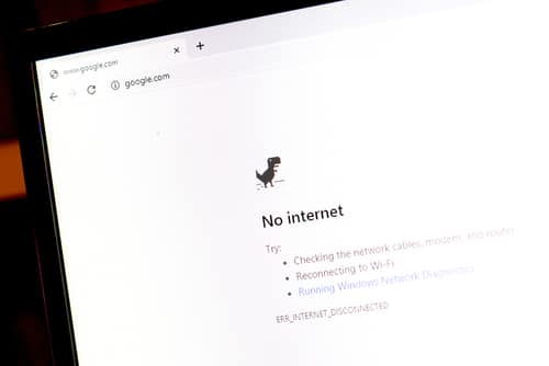 Black dinosaur icon shows offline error