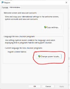 Change system locale under language