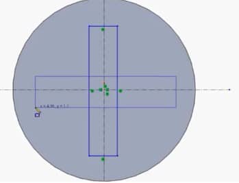 Circle with two rectangular perpendicular to one another