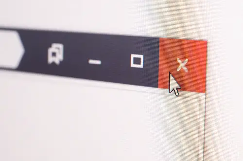 Closeup photo of cursor in internet browser click to closing cross