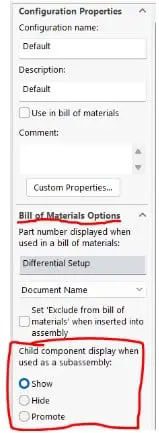 Configuration properties bom options section