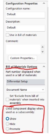 Configuration properties bom options section