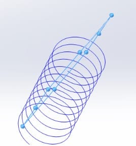 Construct a plane perpendicular to one of helix ends