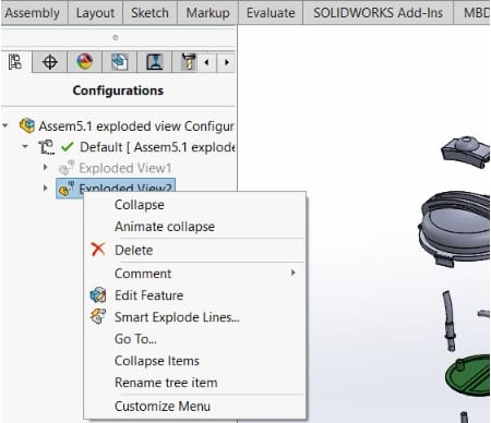 Delete exploded view from settings tab