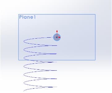 Draw a circle on plane origin with diameter equal to spring cross section