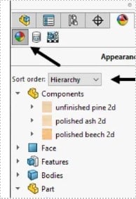 Examine the appearances hierarchy using sort order