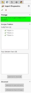 Import diagnostics no faulty faces geometry message