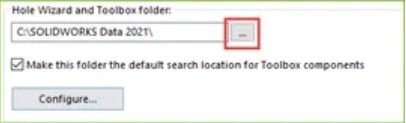 Locate hole wizard and toolbox folder