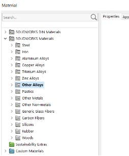 Material window other alloys properties