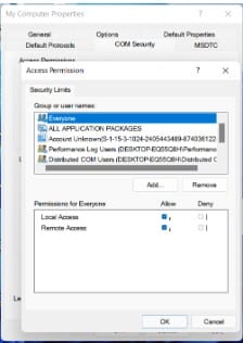 My computer properties access permission
