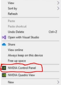 NVIDIA control panel