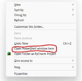 Open powershell window here