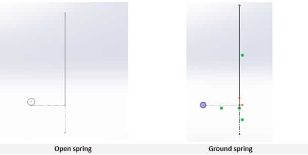 Open spring and ground spring drawing with construction line