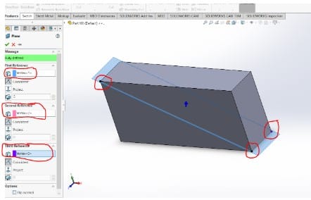 Plane manager using points first second and third reference