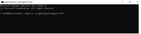 Registering gdtanalysissupport dll manually using command prompt
