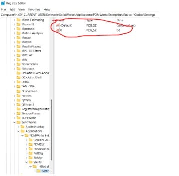 Registry editor solidworks pdmworks