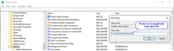 Registry editor value data