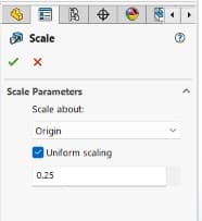 Scale component dialogue box