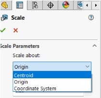 Scale parameters scale about options