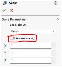 Scale parameters uniform scaling checkbox