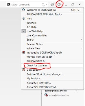 Search and download updates for solidworks
