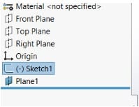 Select sketch from feature tree on left