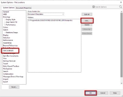 Set default templates paths in system options file location