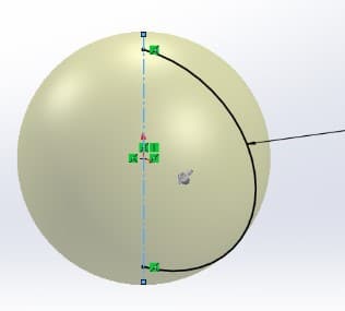 Solid model with 360degree arc around centerline