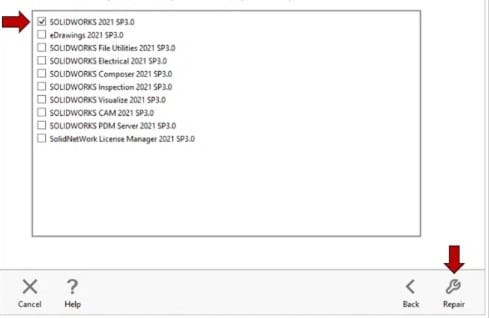 Solidworks 2021 SP3.0 repair