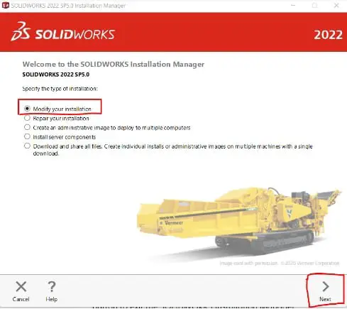 Solidworks 2022 sp05 modify installation