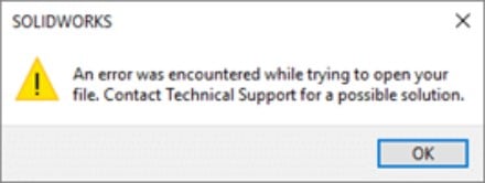 Solidworks an error encountered message