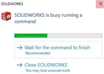 Solidworks busy running command message