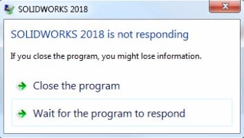 Solidworks not responding message