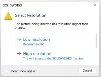 Solidworks select resolution