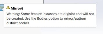 Some feature instances are disjoint warning message