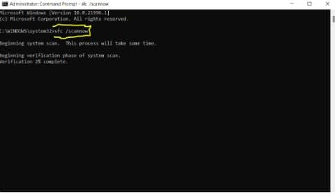 System file checker using command prompt