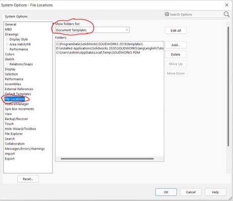 System options file locations