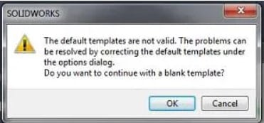 The default template are not valid warning message