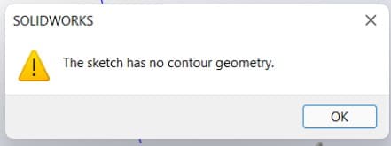 The sketch no contour geometry message