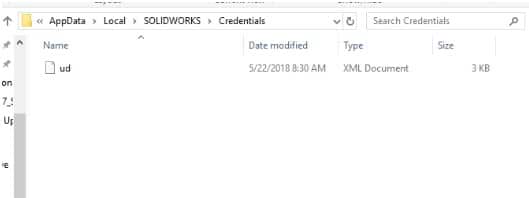 ud xml file in appdata local solidworks credentials