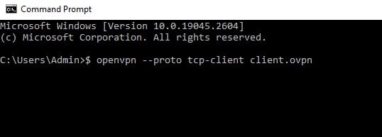 Command line with openvpn command