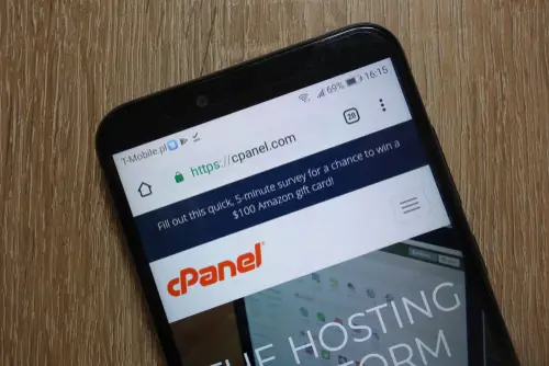 cPanel website displayed on smartphone